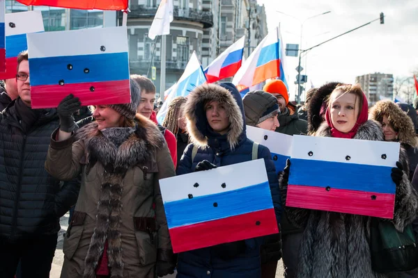 25 февраля 2018, РОССИЯ, МОСКВА. Марш памяти Бориса Немцова в центре Москвы, Бульварное кольцо, Россия . — стоковое фото