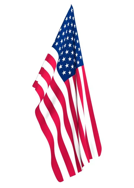 Amerikanische Flagge, US-Flagge auf weißem Hintergrund: 3D-Rendering. — Stockfoto