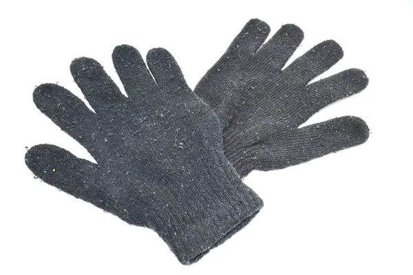 Winter schwarze Handschuhe auf weißem Hintergrund. — Stockfoto