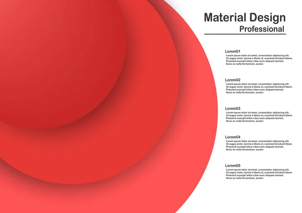 Design de material moderno abstrato em tom vermelho . — Vetor de Stock