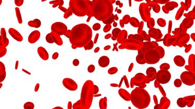 Beyaz zemin üzerinde izole kırmızı kan hücreleri. 