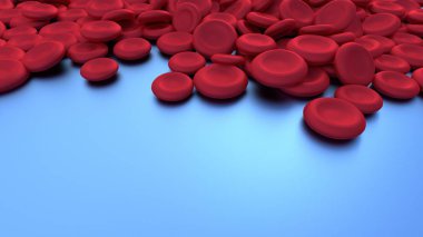 Mavi arka plan üzerinde kırmızı kan hücresi.