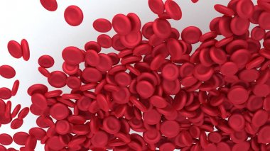 Beyaz zemin üzerinde izole kırmızı kan hücreleri. 