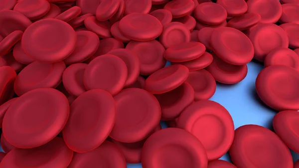 Células vermelhas no fundo azul . — Fotografia de Stock