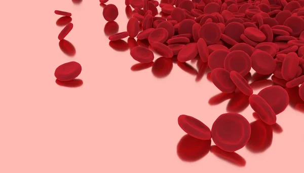 Rode bloedcellen geïsoleerd op roze achtergrond met kopie ruimte. — Stockfoto