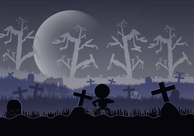 Cadılar Bayramı sahne gece büyük moon ile. 