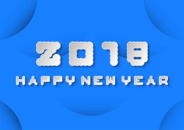 Mutlu yeni yıl metin mavi zemin üzerine.