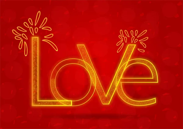 Goldener Typografie-Text auf rotem Hintergrund im Konzept der Liebe. — Stockvektor