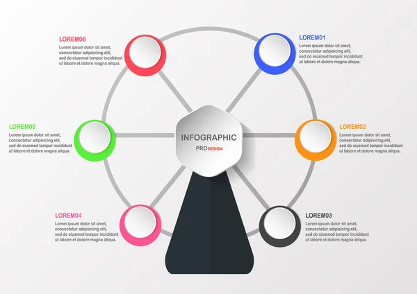 Elemento infográfico no conceito de "Ferris Wheel" em branco e g — Vetor de Stock