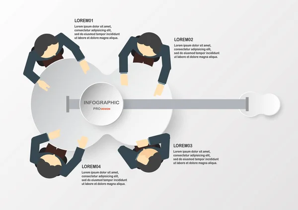 Elemento infográfico con hombres de negocios alrededor de la guitarra en blanco — Vector de stock