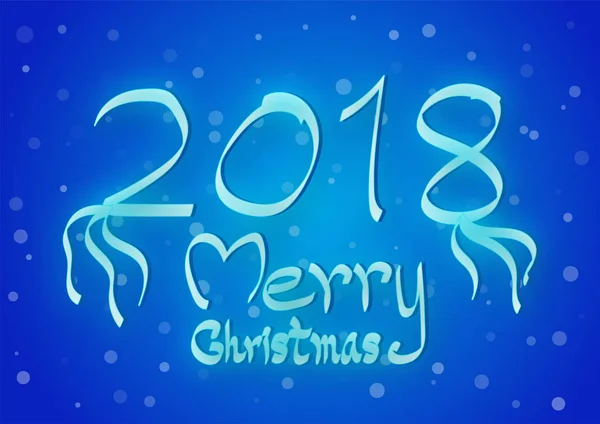 Текст неоновой типографии на синем градиентном фоне для Merry Chris — стоковый вектор