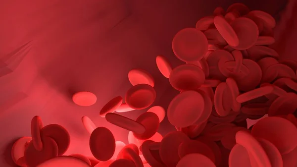 Кров'яні клітини в кровоносних судинах організму. Наукова графіка для edu — стокове фото