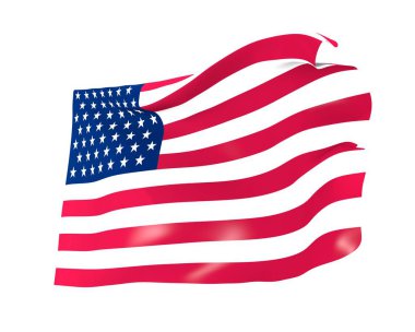 Amerikan bayrağı, ABD bayrağı beyaz zemin üzerine: 3d render.