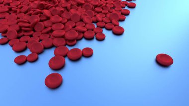 Mavi arka plan üzerinde kırmızı kan hücresi.