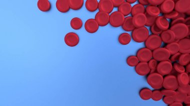 Mavi arka plan üzerinde kırmızı kan hücresi.