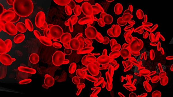 Red blood cells isolated on black background for science educati — Stock Photo, Image