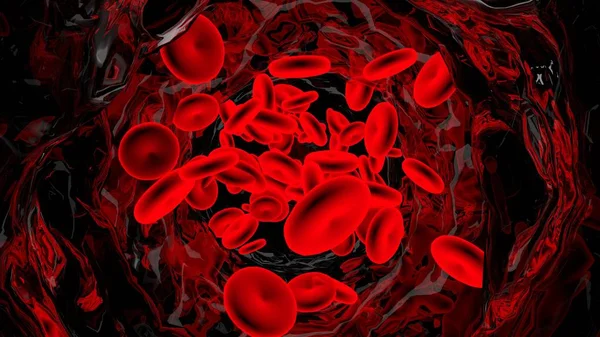 Red blood cells in transparent blood vessel. — Stock Photo, Image