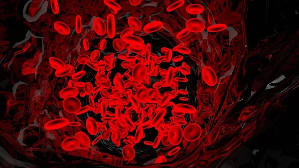 Vörös vérsejtek átlátszó erek. — Stock Fotó