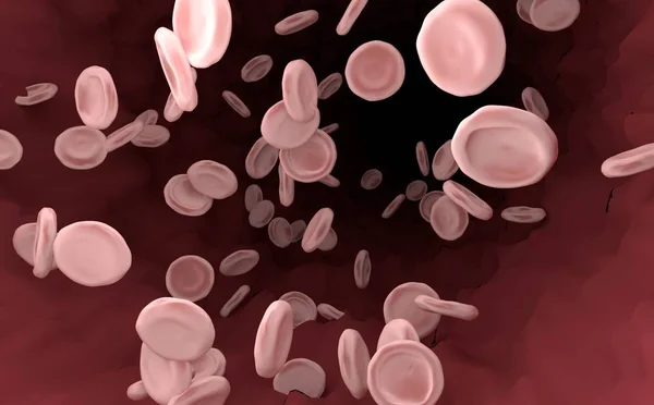 Células sanguíneas em vasos sanguíneos ásperos . — Fotografia de Stock