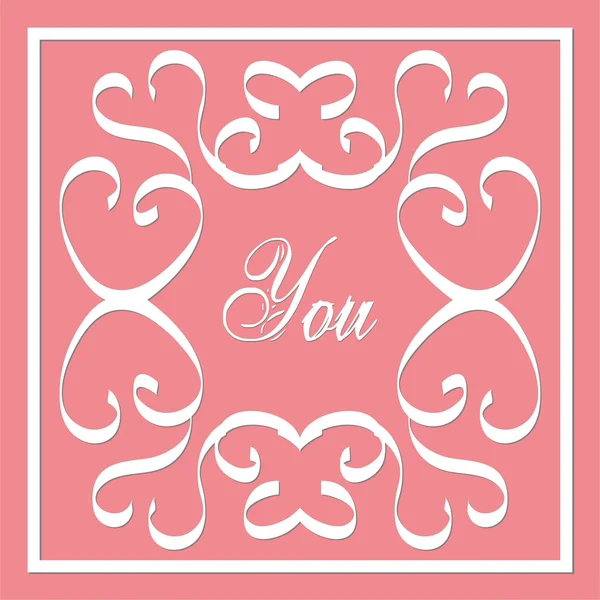 Mock-up der Liebeskarte auf rosa Hintergrund für glückliche Valentinstag da — Stockvektor