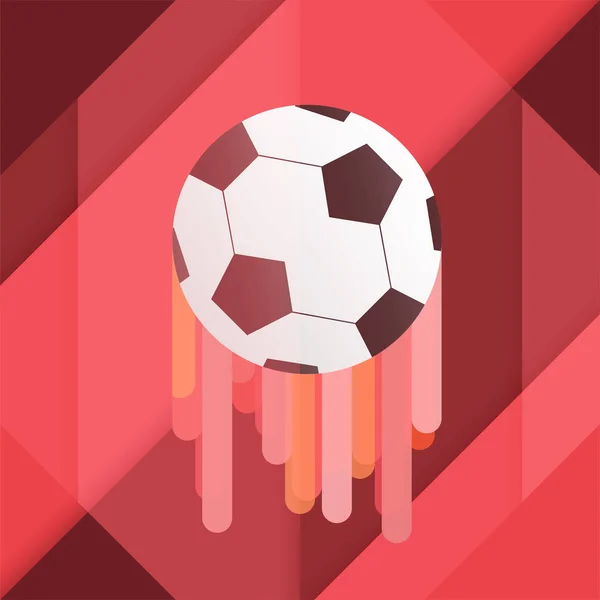 Abstract soccer banner rises up on red background.