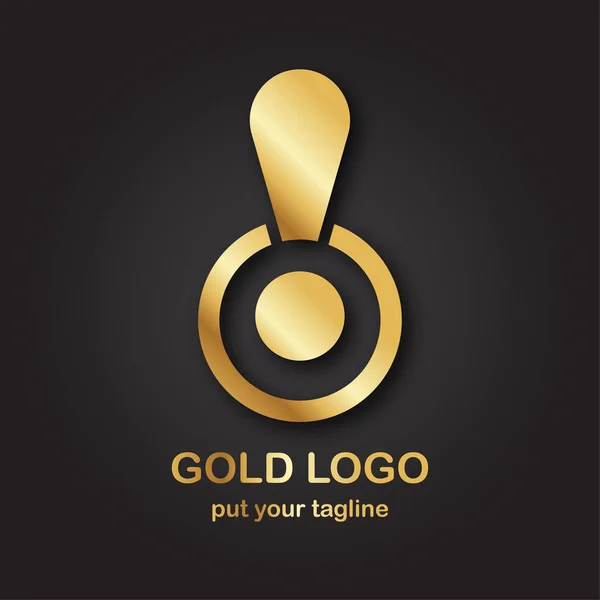 Logotipo premium dorado aislado sobre fondo negro degradado . — Vector de stock