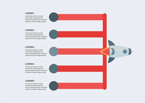 Elemento infográfico moderno con cohete para presentación empresarial — Vector de stock