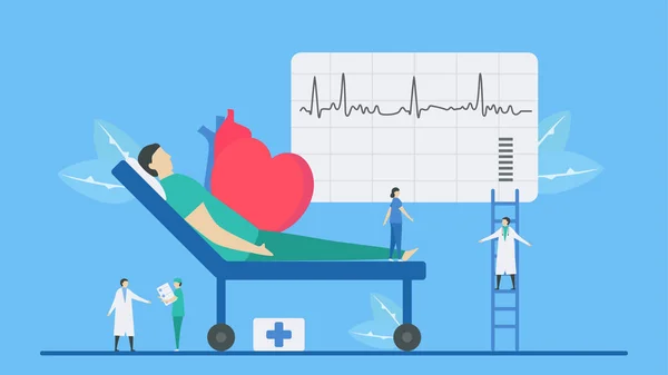 Illustration Vectorielle Cardiologie Problème Maladie Cardiaque Est Arythmie Diagnostic Analyse — Image vectorielle