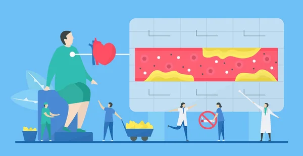 Cardiology vector illustration. This disease is narrowing of cor — 스톡 벡터
