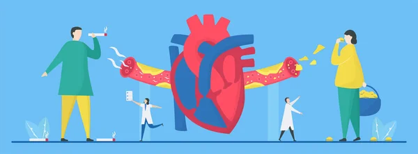 Cardiology vector illustration. This disease is narrowing of cor — Stock Vector