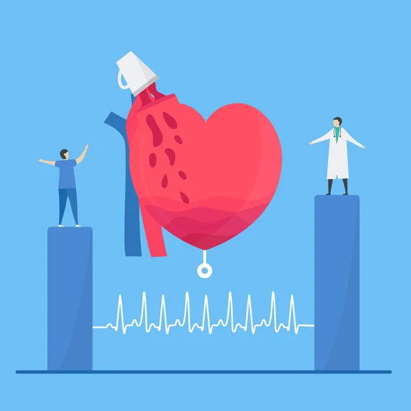 Illustration Vectorielle Cardiologie Sur Fond Bleu Problème Maladie Cardiaque Appelé — Image vectorielle