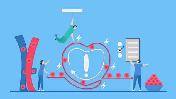 Illustration Vectorielle Cardiologie Sur Fond Bleu Problème Maladie Cardiaque Appelé — Image vectorielle
