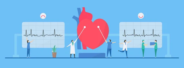 Illustrazione Vettoriale Cardiologia Diagnosi Analisi Possono Trattare Aritmia Cardiopatia Essere — Vettoriale Stock