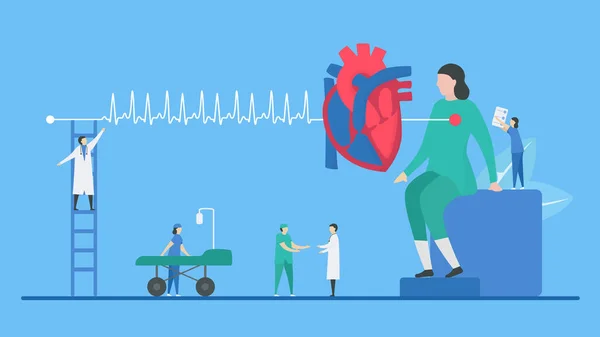 Illustrazione Vettoriale Cardiologia Problemi Cardiaci Chiamati Tachicardia Aritmia Segnale Periodico — Vettoriale Stock
