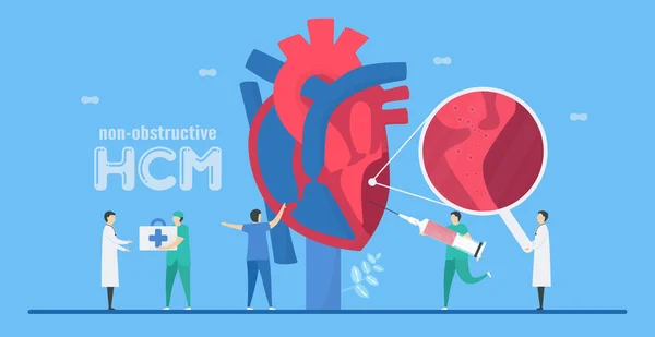 Illustrazione Vettoriale Cardiologia Queste Malattie Sono Cardiomiopatia Ipertrofica Non Ostruttiva — Vettoriale Stock