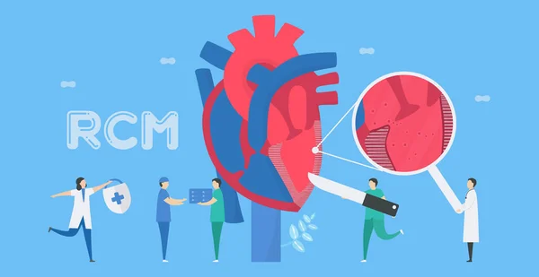 心脏科病媒说明 这种疾病叫做限制性心肌病 心脏不能伸展 不能充血 心墙是刚性的 平的微量元素Eps10 — 图库矢量图片
