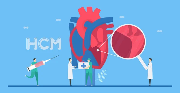 Ilustrasi Vektor Kardiologi Penyakit Ini Disebut Hipertrofik Kardiomiopati Kemampuan Pemompaan - Stok Vektor