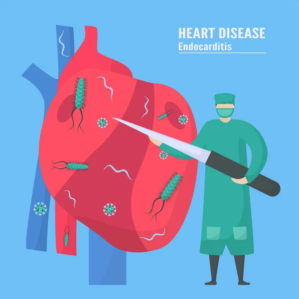 Kardiologisk Behandling Denna Sjukdom Kallas Endokardit Det Infektion Endokardium Som — Stock vektor