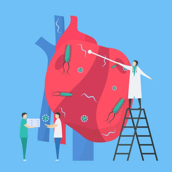 Illustrazione Vettoriale Cardiologia Questa Malattia Chiama Endocardite Infezione Dell Endocardio — Vettoriale Stock