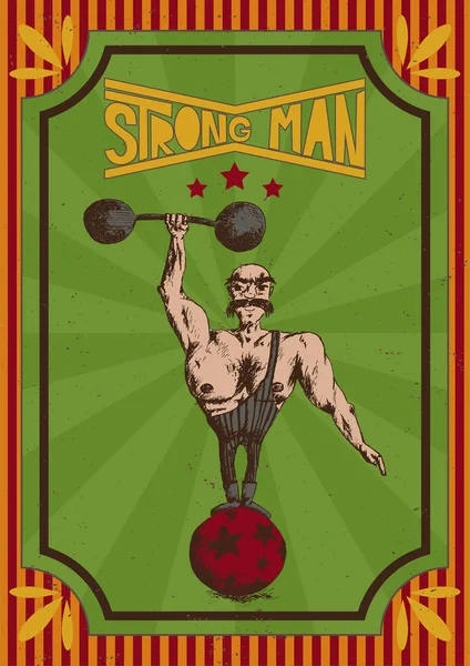 Vintage poster van een sterke man — Stockvector