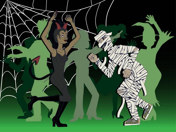 kılık değiştirmiş ve bir Cadılar Bayramı partisinde dans çift