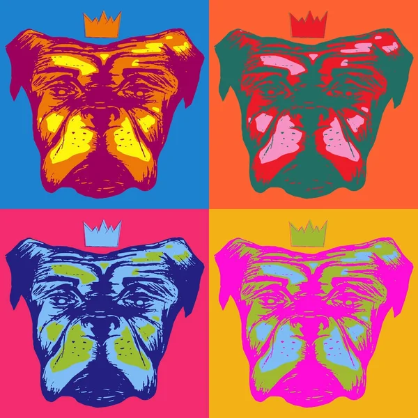 Illustration Vectorielle Chien Réaliste Dessiné Main Avec Une Couronne Style — Image vectorielle