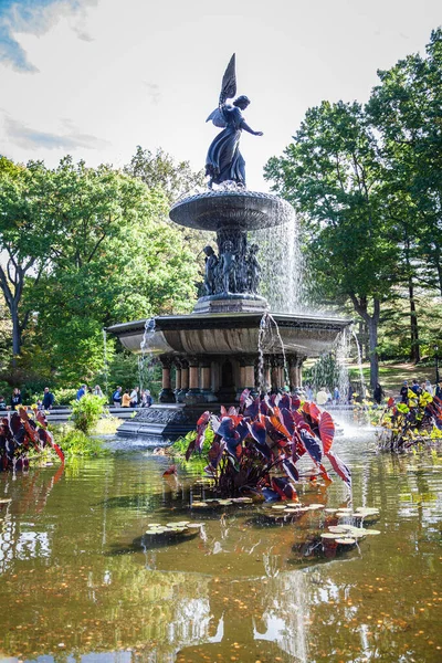 Fontána v Central Parku Manhattan — Stock fotografie