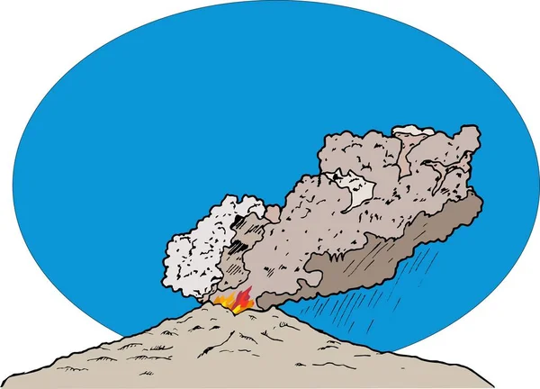 Erupción del volcán con nubes de ceniza — Vector de stock