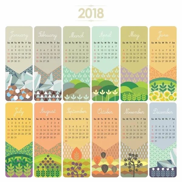 2018 Calendar Set — Stock Vector