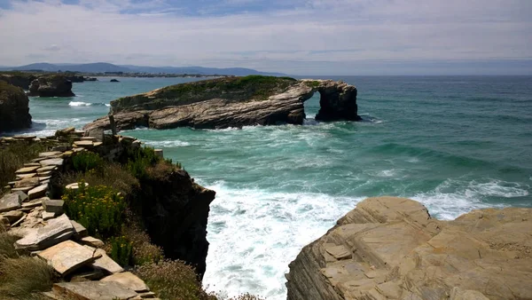 Strand a katedrálisok, ribadeo, Spanyolország — Stock Fotó