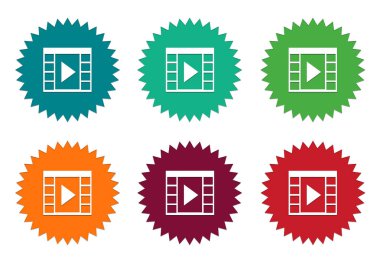 Film sembolü ile renkli çıkartmalar simgeler kümesi