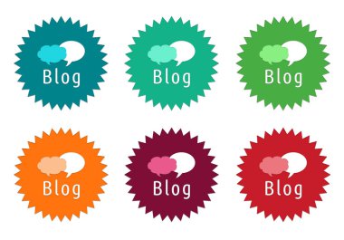 Blog sembolü ile renkli çıkartmalar simgeler kümesi