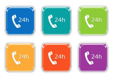 dikkat 24 saat sembolize kare renkli düğmeler ayarla