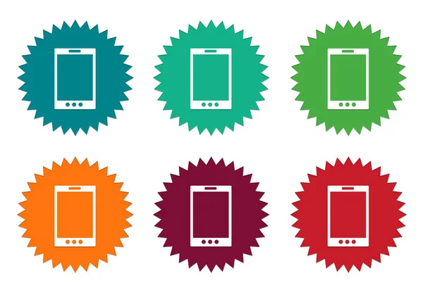 Zestaw kolorowych naklejek ikony symbolem telefonu — Zdjęcie stockowe